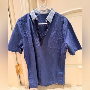 HERMES men’s Blue Short-Sleeve Polo Shirt with Contrast Collar